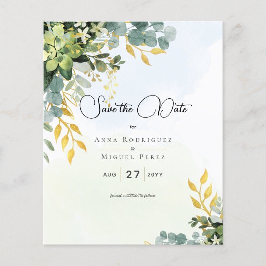 日救付ユーカリ緑の金ゴールドの結婚緑 (正面)