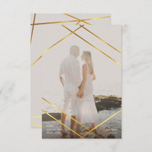 日救付幾何金ゴールドフレームの発表 招待状 (正面/裏面)