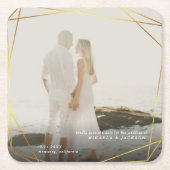 日救付幾何金ゴールドプリズムフォトフレーム スクエアペーパーコースター (正面)