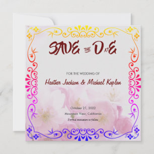 日救付結婚プロフェッショナル花柄 セーブザデート