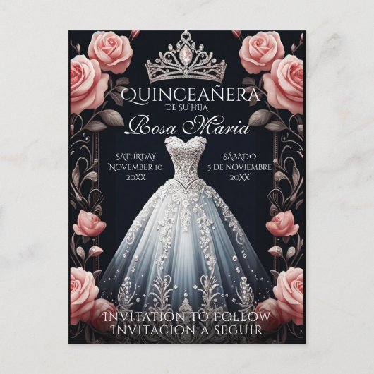 日救付/予約スペインの金Quinceaenera Rosas 案内ポストカード (正面)