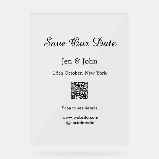 日救付QRをスキャン詳細名日付webite アクリルサイン (正面)