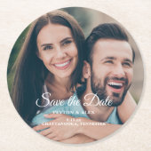 日救結婚付の婚約発表写真 ラウンドペーパーコースター (正面)