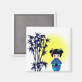 日日本のの出の際の竹のこけし人形 マグネット (正面/裏面)