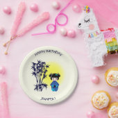 日日本の出の名女少女のこけし人形 ペーパープレート (パーティー)