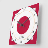 日日本の本ファッションデザイン漢字時計日本国旗 スクエア壁時計 (傾斜)