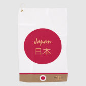 日日本の本モノグラムの国旗 ゴルフタオル (正面)