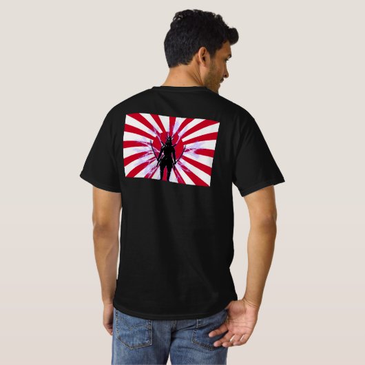 日日本の武士旗 Tシャツ (裏面フル)