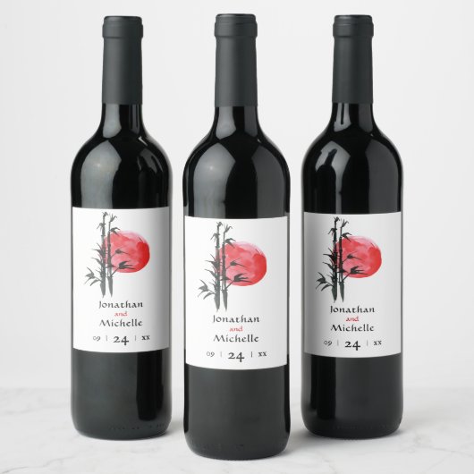 日日本の竹結婚の ワインラベル (ボトル)