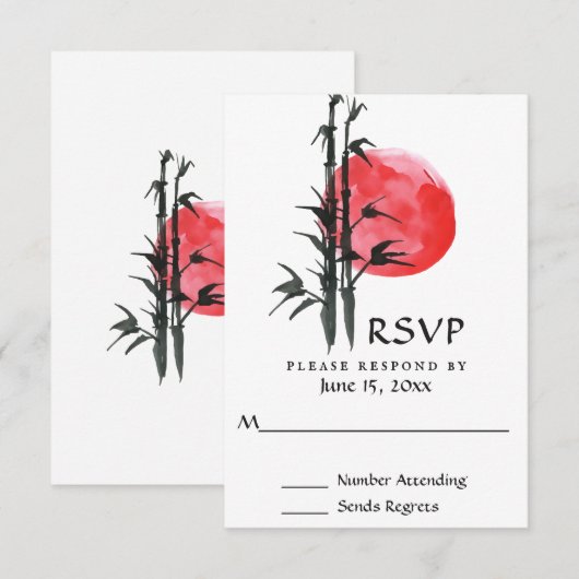 日日本の竹結婚の 出欠カード (正面/裏面)