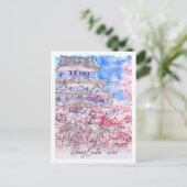 日明治城日本旅行場水彩画 ポストカード (スタンド正面)