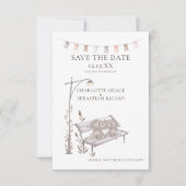 日時を守るベンチに乗った猫結婚たち 案内状 (正面)