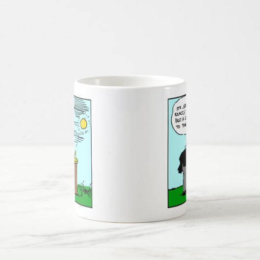 日時計のマグ(Rubeゴールドバーグの芸術)を読んでいる人 コーヒーマグカップ (中央)