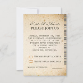 日曜の朝食追加結婚式出欠確認カード 招待状