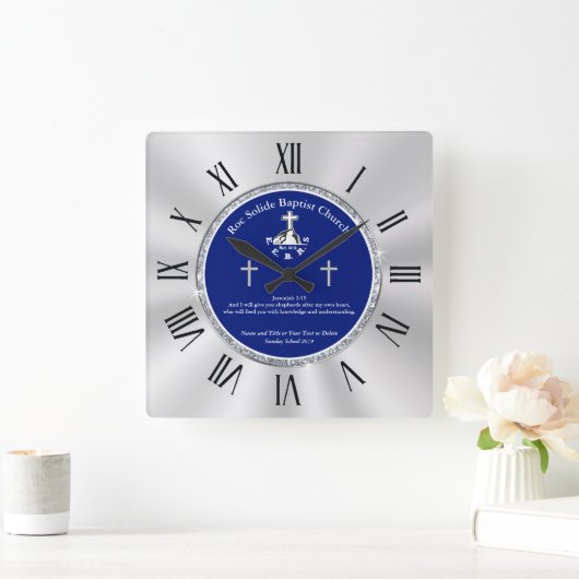 日曜パーソナライズされたの学校先生があなたのテキストを贈る スクエア壁時計 (ホーム)