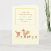 日曜学校の教師が子供を訓練する聖書のひよこたち サンキューカード (正面)