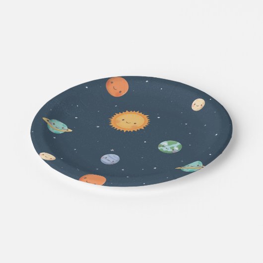 日曜日および惑星の宇宙のパーティーの供給 ペーパープレート (アングル)