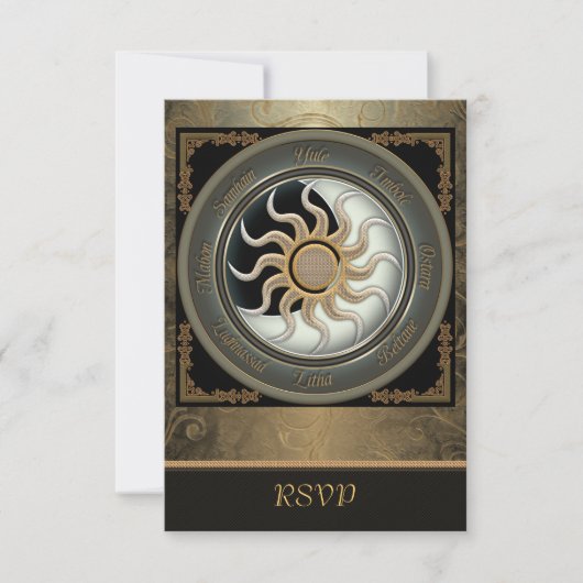 日曜日および月の異教のな車輪RSVPカード 出欠カード (正面)