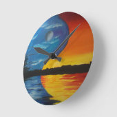 日曜日および月の陰陽の時計 ラウンド壁時計 (傾斜)