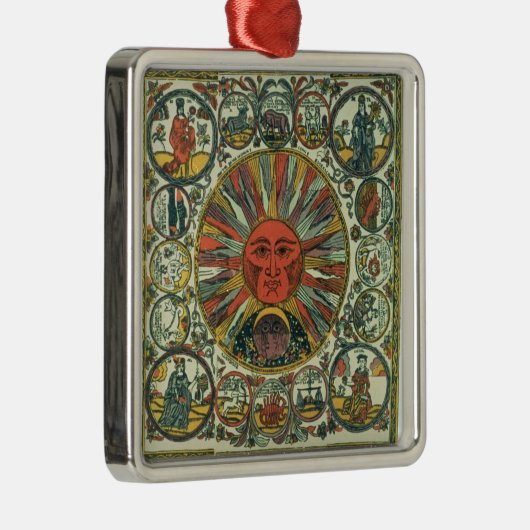 日曜日および(占星術の)十二宮図、ロシア語、18世紀後半 メタルオーナメント (右)