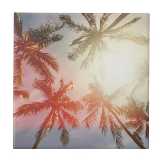日曜日に対するココヤシの木の木 タイル (正面)