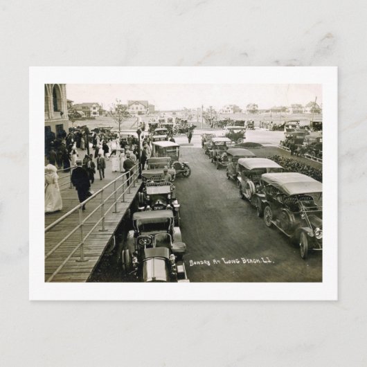 日曜日に忙し車、ロングビーチ、NYヴィンテージ ポストカード (正面)