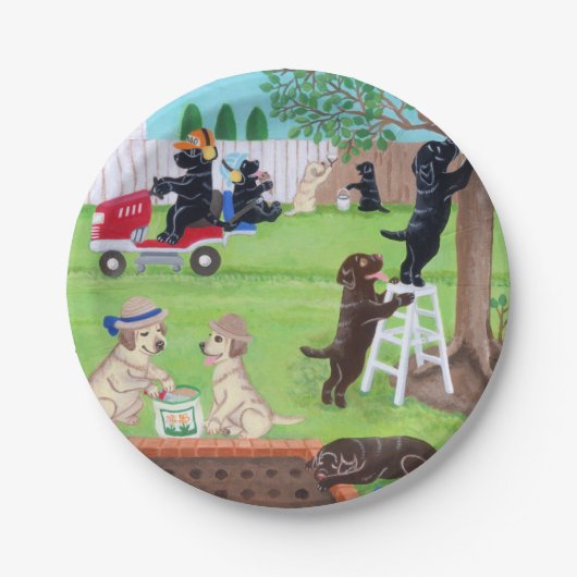日曜日のおもしろいのラブラドールの紙皿 ペーパープレート (正面)