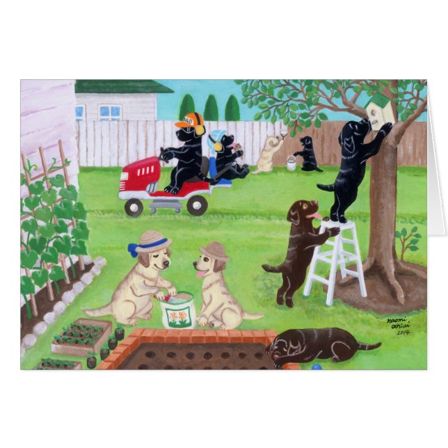 日曜日のおもしろいのラブラドールの絵を描くこと (正面横)