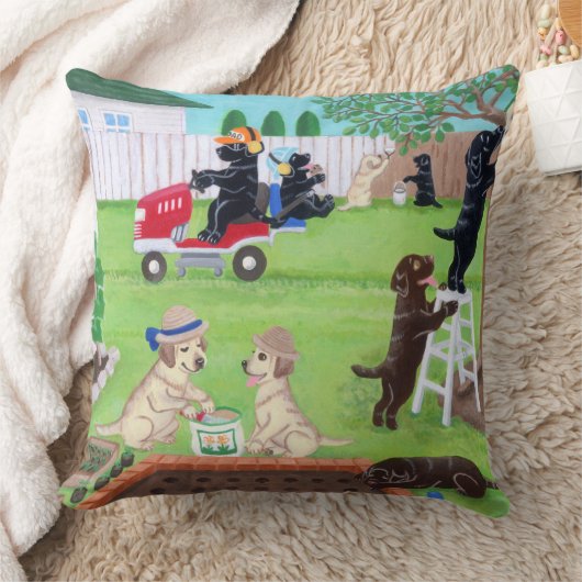 日曜日のおもしろいのラブラドールの絵を描くこと クッション (ブランケット)