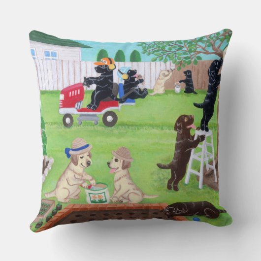 日曜日のおもしろいのラブラドールの絵を描くこと クッション (裏面)