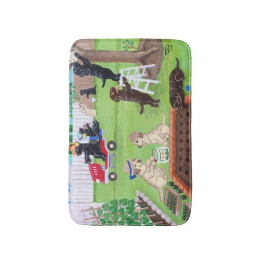 日曜日のおもしろいのラブラドールの絵を描くこと バスマット (正面縦)