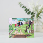 日曜日のおもしろい絵を描ラブラドールの新しい住所 案内ポストカード (スタンド正面)