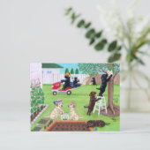 日曜日のおもしろい絵画ラブラドール ポストカード (スタンド正面)