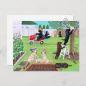 日曜日のおもしろい絵画ラブラドール ポストカード (正面/裏面)