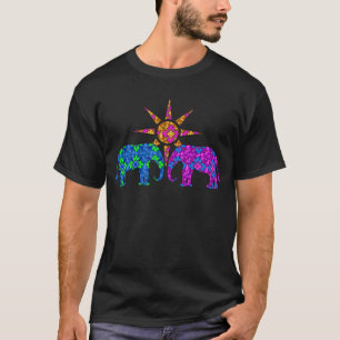 日曜日のお洒落でカラフルなペイズリー象 Tシャツ