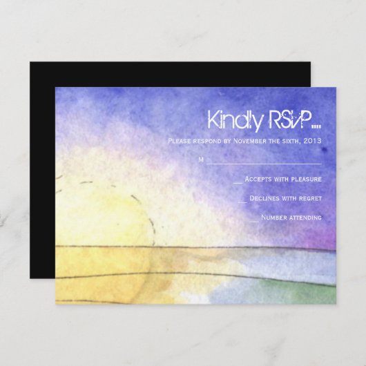 日曜日のこうもりのバーの（ユダヤ教の）バル・ミツバーの応答カード 出欠カード (正面/裏面)