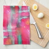 日曜日のまぶしさの抽象芸術の色彩の鮮やかな水彩画 キッチンタオル (四つ折り)