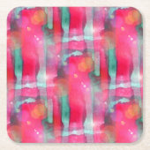 日曜日のまぶしさの抽象芸術の色彩の鮮やかな水彩画 スクエアペーパーコースター (正面)