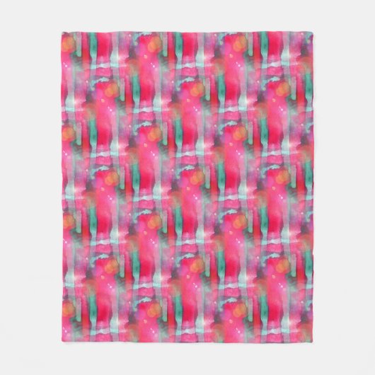 日曜日のまぶしさの抽象芸術の色彩の鮮やかな水彩画 フリースブランケット (正面)