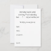 日曜日のまわりのカスタムな誕生日軌道 招待状 (裏面)