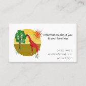 日曜日のイラストレーションの下の動物学のキリン 名刺 (裏面)