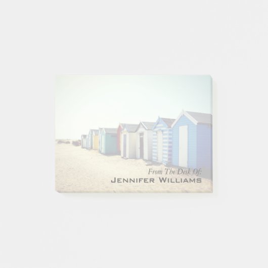 日曜日のカラフルなビーチ小屋 ポストイット (正面)