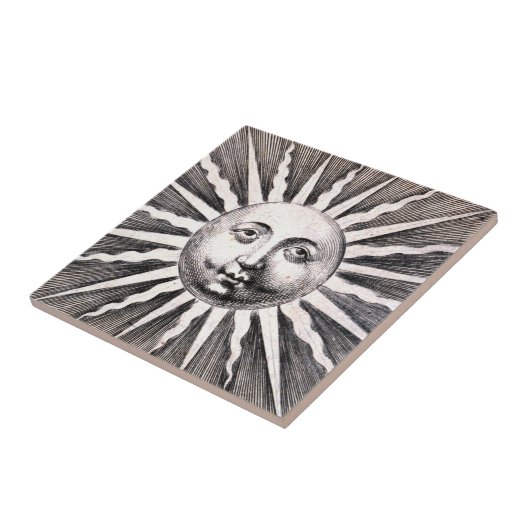 日曜日のタイルのヴィンテージの木版画の日曜日のイラストレーション タイル (側面)