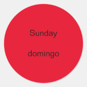 日曜日のドミンゴ英語のステッカースペインのへ ラウンドシール (正面)