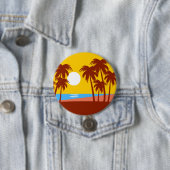 日曜日のビーチの島のヤシの木のカラフルのイラストレーション 缶バッジ (インサイチュ)