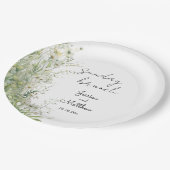 日曜日のブランチdustyセージ緑結婚の花 ペーパープレート (アングル)