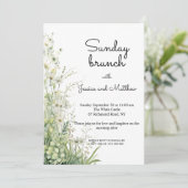 日曜日のブランチdustyセージ緑結婚の花 招待状 (スタンド正面)