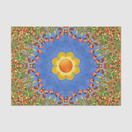 日曜日のヴィンテージのオレンジ黄色の青の万華鏡のように千変万化するパターン 薄葉紙