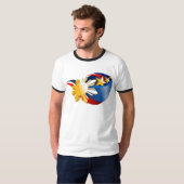 日曜日の中級のティーの赤い黒のストライプ Tシャツ (正面フル)