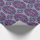 日曜日の南西曼荼羅、明るい赤紫色、海軍及び白 ラッピングペーパー (角)